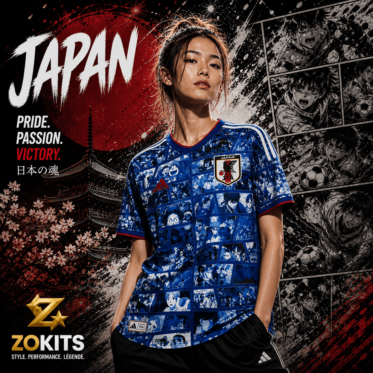 Maillot Japon JFA Adidas manga universe blue