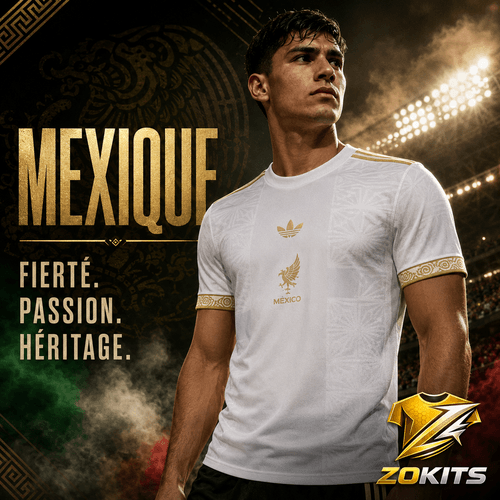 Maillot concept Mexique édition limitée blanc et or | Jersey Concept Mexique Limited Edition White Et Gold