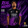 Maillot de foot concept Real Madrid Dragon Violet & Noir | Football Jersey Concept Real Madrid Dragon Purple & Black