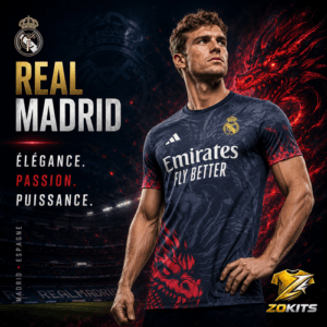 Maillot de foot Real Madrid Concept Dragon rouge & noir 2024/2025 | Football Jersey Real Madrid Concept Dragon Red & Black 2024/2025