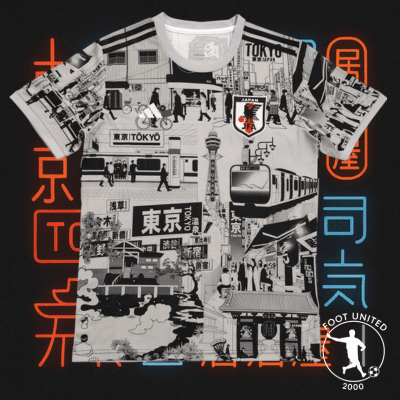 Maillot de foot Japon Tokyo « Neon Signs » – Streetwear noir | Football Jersey Japon Tokyo « Neon Signs » – Streetwear Black