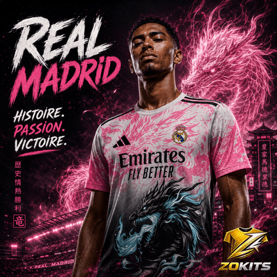 real-madrid-pink-black-dragon-concept-jersey-2024-2025-special-edition-bicolor-adidas Maillot Real Madrid Concept Dragon Rose & Noir 2024/2025 | Jersey Real Madrid Concept Dragon Pink & Black 2024/2025