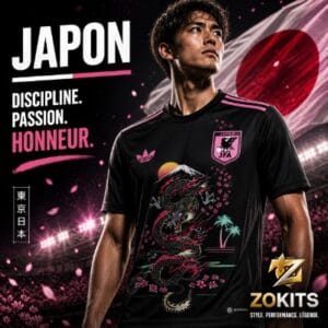 Maillot de foot Japon Dragon – Édition Flamme Rose & Noir | Football Jersey Japon Dragon – Édition Flamme Pink & Black