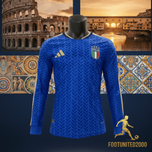 Maillot de foot manches longues  Italie 2026/27 – Bleu & Blanc | Football Jersey Long Sleeve  Italie 2026/27 – Blue & White