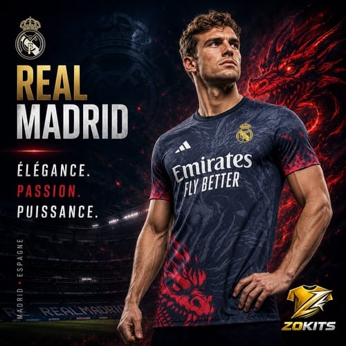 Maillot Real Madrid concept Dragon noir et rouge édition spéciale ZoKits