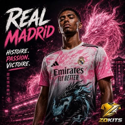 Maillot Real Madrid concept Dragon rose femme coupe ajustée ZoKits