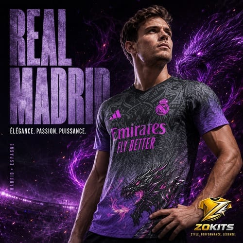 Maillot Real Madrid édition spéciale noir et violet dragon ZoKits