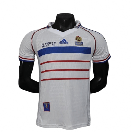 Maillot de foot France 1998 Coupe du Monde – Rétro Extérieur Blanc | Football Jersey France 1998 Wgoldld Cup – Retro Away White