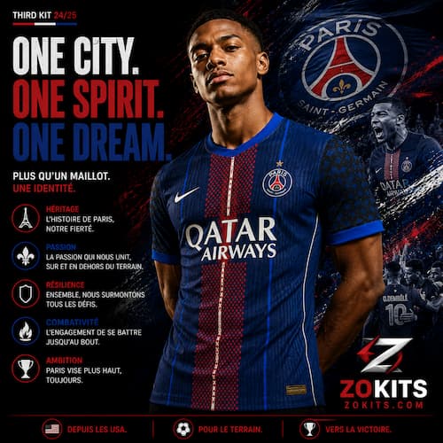 Maillot de Foot PSG Third Kit 2024/25 Player Bleu | Football Jersey Psg Third Kit 2024/25 Player Blue